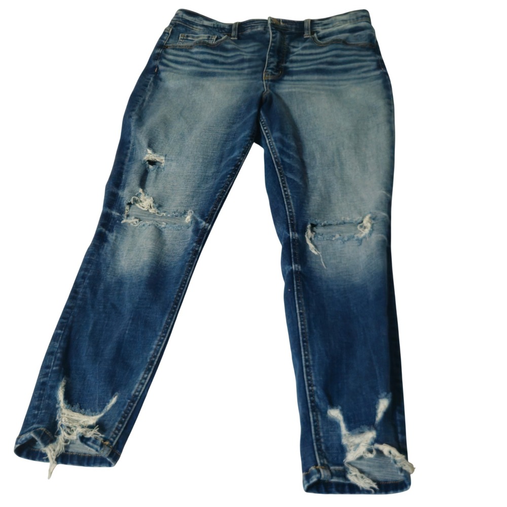 BKE Billie Jeans Women 33x25 Blue High Rise Distressed Ankle Skinny Slim Fit